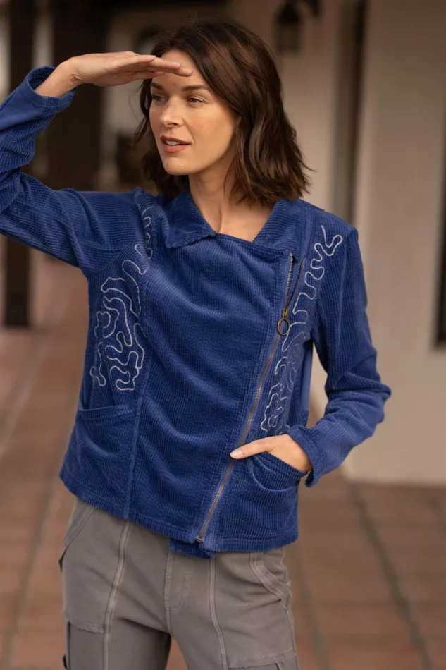 XCVI Voni Embroidered Moto Jacket Women Jackets