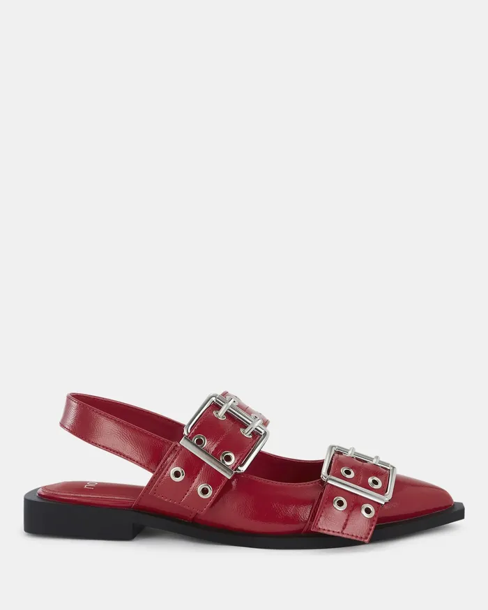 ZIMBI Red Patent Slip Ons Ballet Flats NOVO Shoes Women