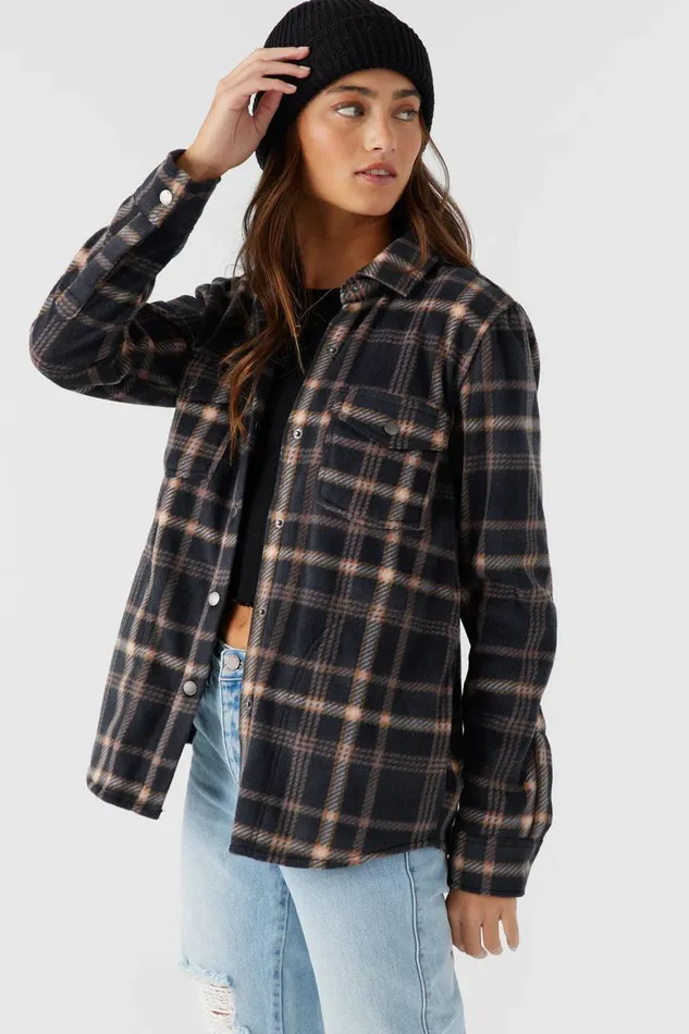 ZUMA SUPERLEECE FLANNEL SHIRT Black Women O039NEILL Clothing