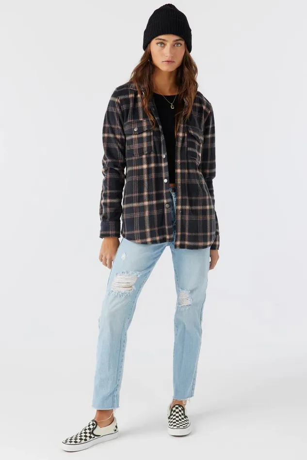 ZUMA SUPERLEECE FLANNEL SHIRT Black Women O039NEILL Clothing