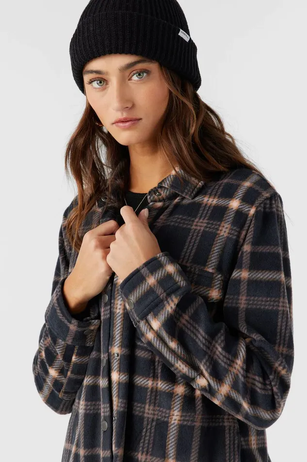 ZUMA SUPERLEECE FLANNEL SHIRT Black Women O039NEILL Clothing