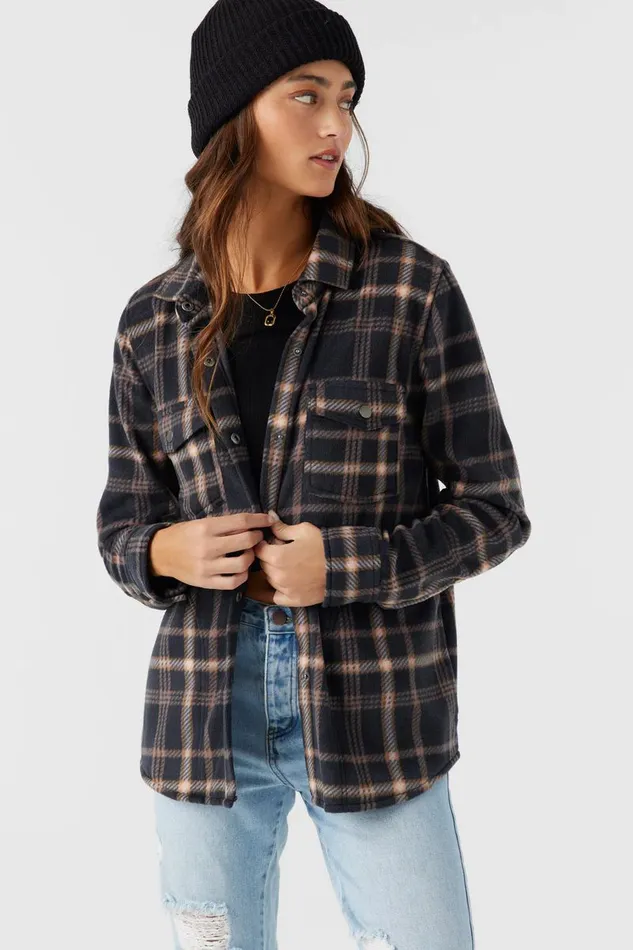 ZUMA SUPERLEECE FLANNEL SHIRT Black Women O039NEILL Clothing