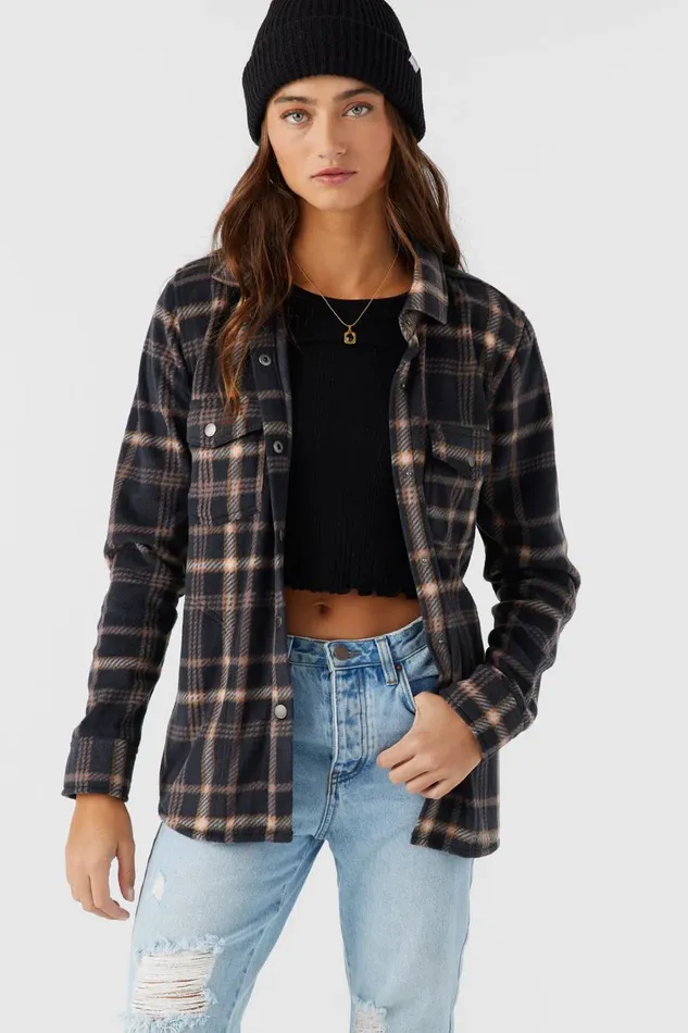 ZUMA SUPERLEECE FLANNEL SHIRT Black Women O039NEILL Clothing